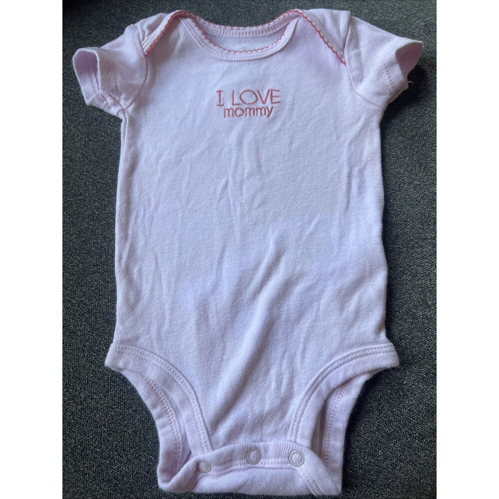 Baby Girl Clothes Carter's 3 Month I Love Mommy Pink Trim Bodysuit